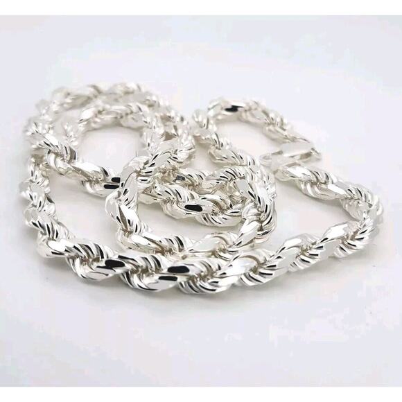 925 Sterling Silver Rope Chain Necklace 22" - Picture 4 of 5